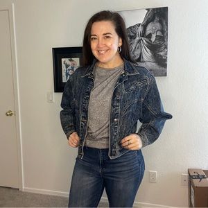 Nuovo Industriale, medium, blue acid washed, vintage jean jacket.